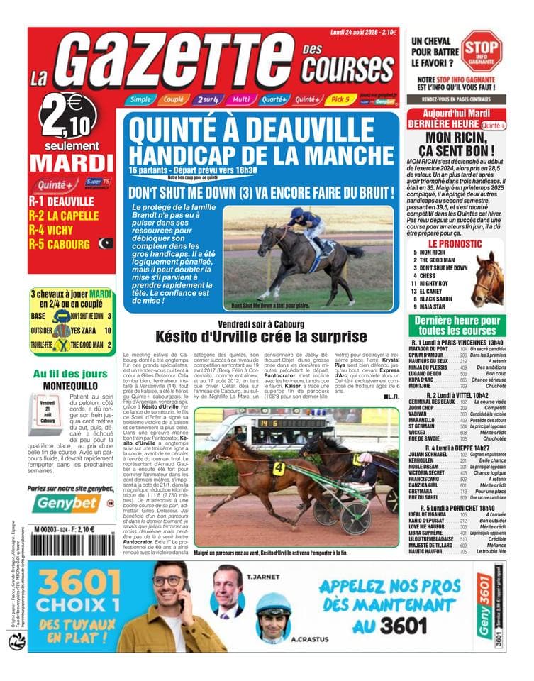 Couverture de l'édition du Lundi 24 août 2026